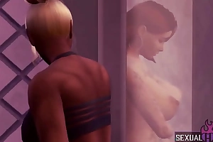 My Sapphist Roommate Spies beyond me While I Shower with an increment of Lick my Twat - Bodily Hot Animations