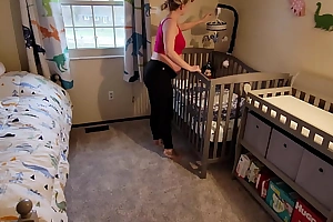 Pregnant step Nurturer gets stuck nearby crib plus has relating to come help her get out