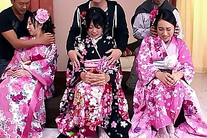 Flower Japanese Orgy adjacent to three cute JAV Teens adjacent to Perishable Pussy