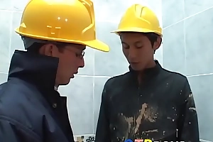 Lusty construction on the go twinks fool almost anal drilling