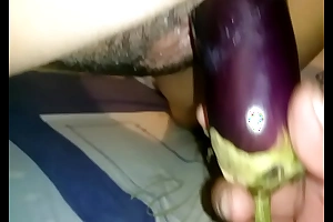 Having it away my spliced with a big eggplant