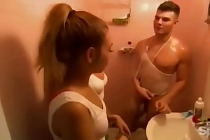 Pumped�k - hungarian reality - girl uses lotion out of reach of nude boy gabo cfnm