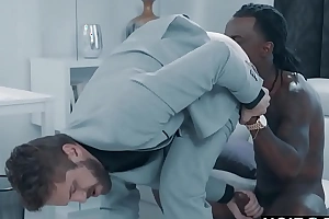 Black gay eating his married boss's arse - interracial gay sex