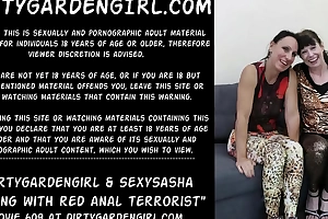 Dirtygardengirl & sexysasha bringing off with red anal terrorist and prolapse
