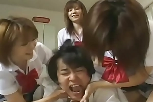 Japanese toffee-nosed school beauties abusing extremist student