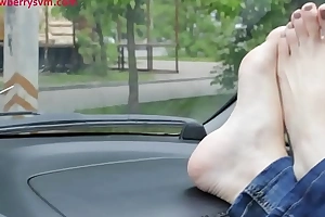 Pretty Bare Feet on Car Dashboard Ornament 1-  porn prettyfeetvideo.com