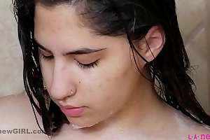 Beatiful latin chick with perfect body in 4k effervescent shower