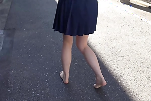 Girl stroller in default barefoot