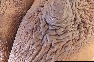 Brown complexion external girl with pretty large dark nipples and huge areolas boobies squeezed rough in slow motion while introducing her side big breasts sagging level focus on of view msnovember