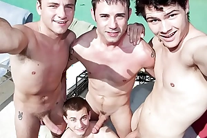 GAYWIRE - Gino, Kody Valentine, Logan Ryder and Eddie Blake Having Delighted Sex Off out of one's mind The Pool