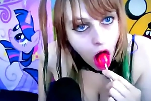 beauty sucking with an increment of licking lollipop ear to ear asmr