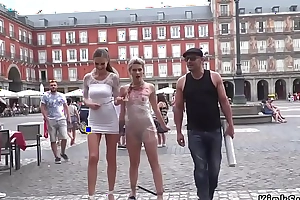 Naked slave wrapped in foil in public