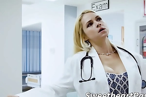 Youthful bimbo seduces busty lesbian doctor and licks her twat
