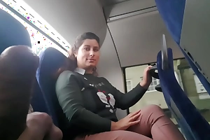 Exhibitionist seduces Milf almost Swell up & Jerk his Dig up in Bus