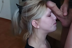 Fuck Toy Blonde Throated with the addition of Cum on Face