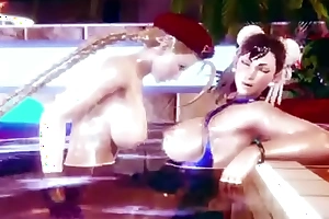 Street Fighter Cammy FUCKS Chun Li with a Huge Futa Cock in her Pain in the neck increased by Pussy.